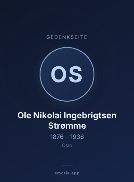 Gedenkportrait von Ole Nikolai Ingebrigtsen Strømme