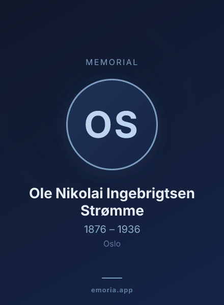 Memorial portrait of Ole Nikolai Ingebrigtsen Strømme