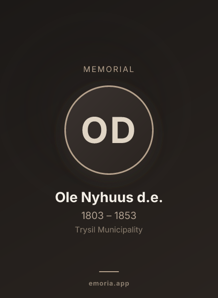 Memorial portrait of Ole Nyhuus d.e.