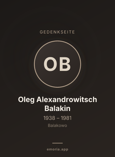 Gedenkportrait von Oleg Alexandrowitsch Balakin
