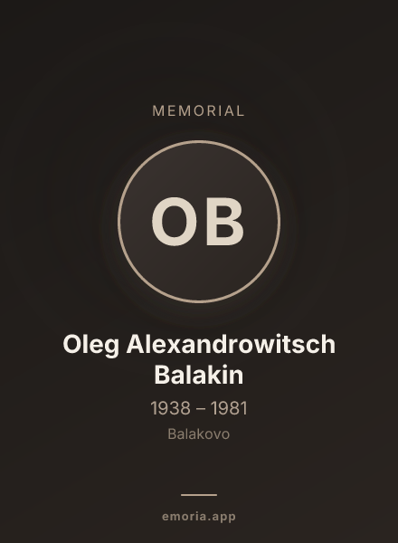 Memorial portrait of Oleg Alexandrowitsch Balakin
