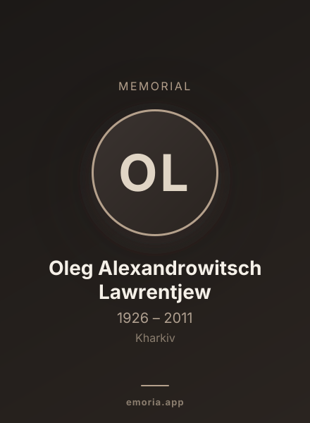 Memorial portrait of Oleg Alexandrowitsch Lawrentjew