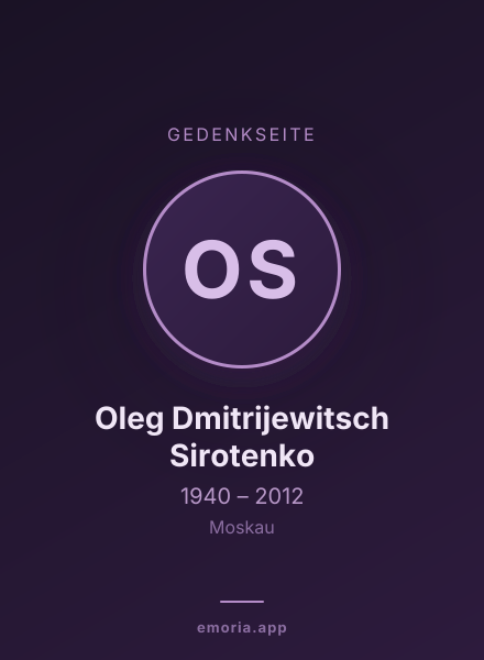 Gedenkportrait von Oleg Dmitrijewitsch Sirotenko