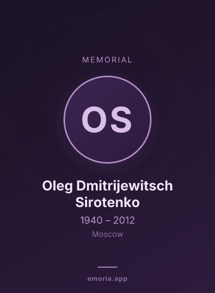 Memorial portrait of Oleg Dmitrijewitsch Sirotenko