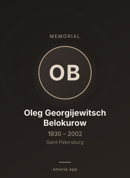 Memorial portrait of Oleg Georgijewitsch Belokurow