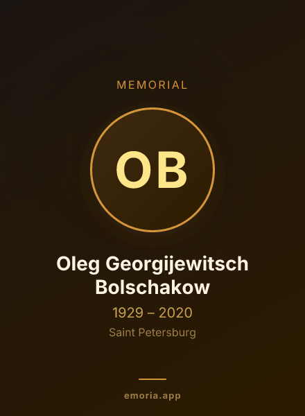 Memorial portrait of Oleg Georgijewitsch Bolschakow