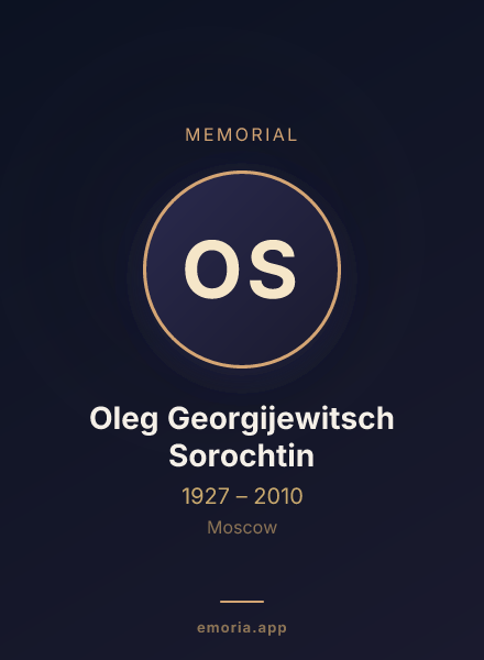 Memorial portrait of Oleg Georgijewitsch Sorochtin