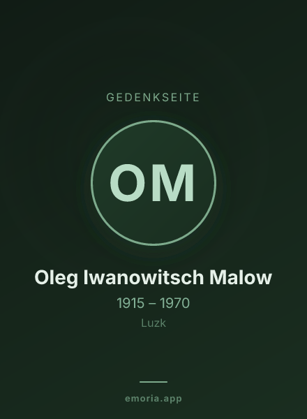 Gedenkportrait von Oleg Iwanowitsch Malow