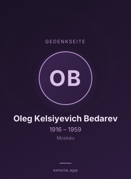 Gedenkportrait von Oleg Kelsiyevich Bedarev