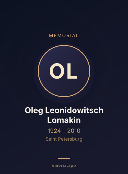Memorial portrait of Oleg Leonidowitsch Lomakin