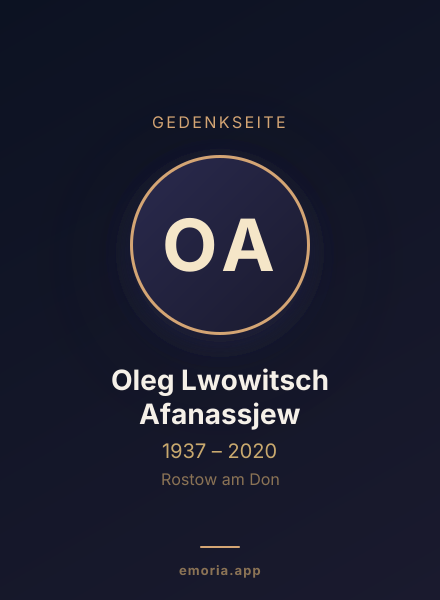 Gedenkportrait von Oleg Lwowitsch Afanassjew