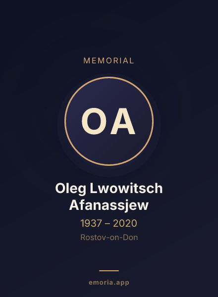 Memorial portrait of Oleg Lwowitsch Afanassjew