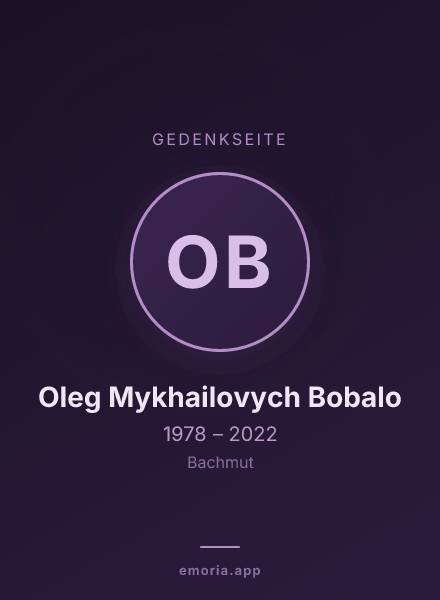 Gedenkportrait von Oleg Mykhailovych Bobalo