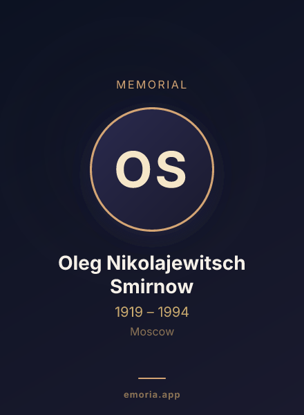 Memorial portrait of Oleg Nikolajewitsch Smirnow