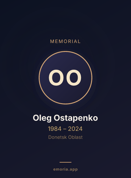 Memorial portrait of Oleg Ostapenko