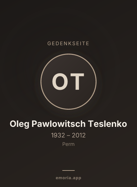 Gedenkportrait von Oleg Pawlowitsch Teslenko