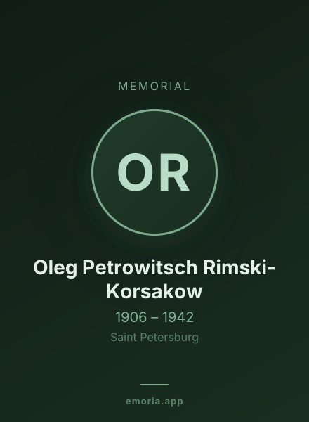 Memorial portrait of Oleg Petrowitsch Rimski-Korsakow