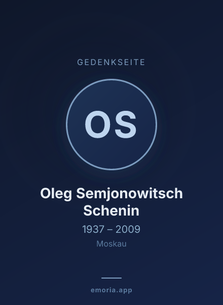 Gedenkportrait von Oleg Semjonowitsch Schenin