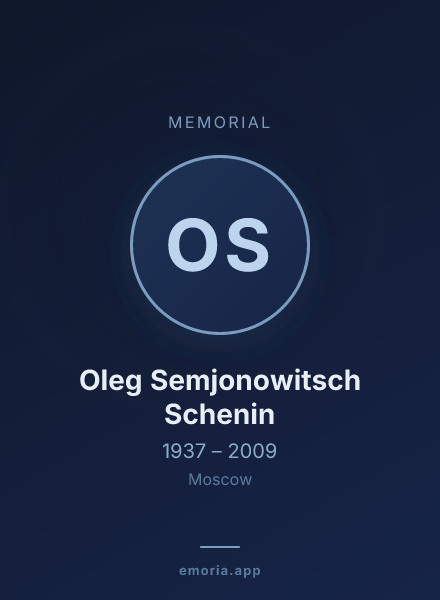 Memorial portrait of Oleg Semjonowitsch Schenin
