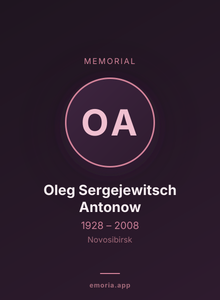 Memorial portrait of Oleg Sergejewitsch Antonow