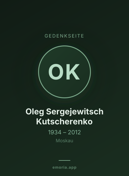 Gedenkportrait von Oleg Sergejewitsch Kutscherenko