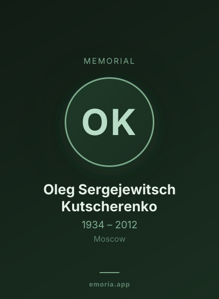 Memorial portrait of Oleg Sergejewitsch Kutscherenko