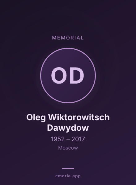 Memorial portrait of Oleg Wiktorowitsch Dawydow
