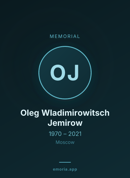 Memorial portrait of Oleg Wladimirowitsch Jemirow