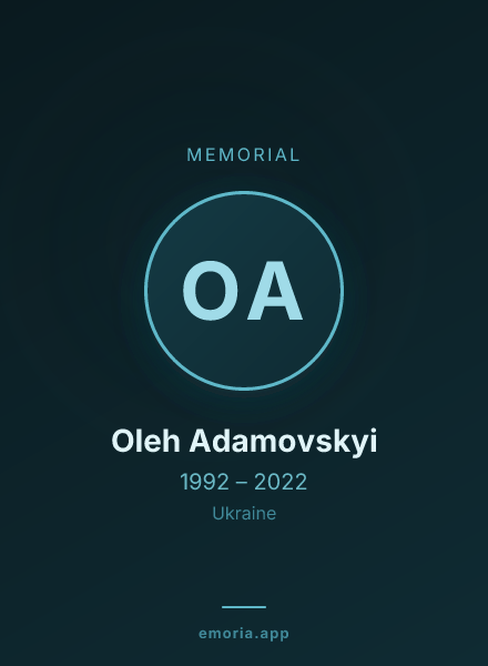 Memorial portrait of Oleh Adamovskyi