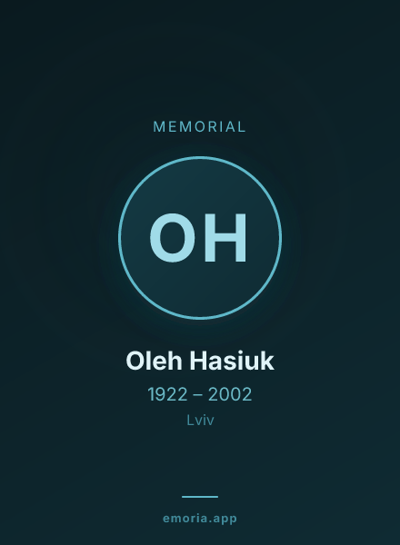 Memorial portrait of Oleh Hasiuk
