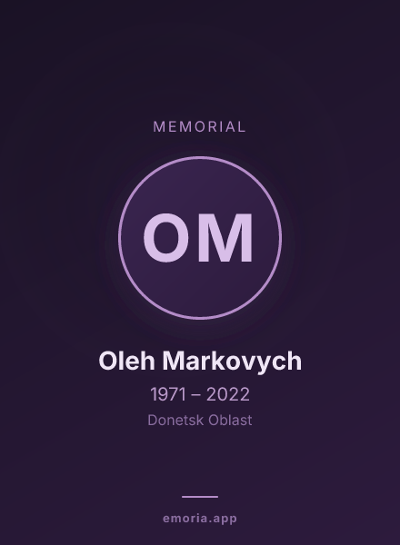Memorial portrait of Oleh Markovych