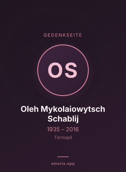 Gedenkportrait von Oleh Mykolaiowytsch Schablij