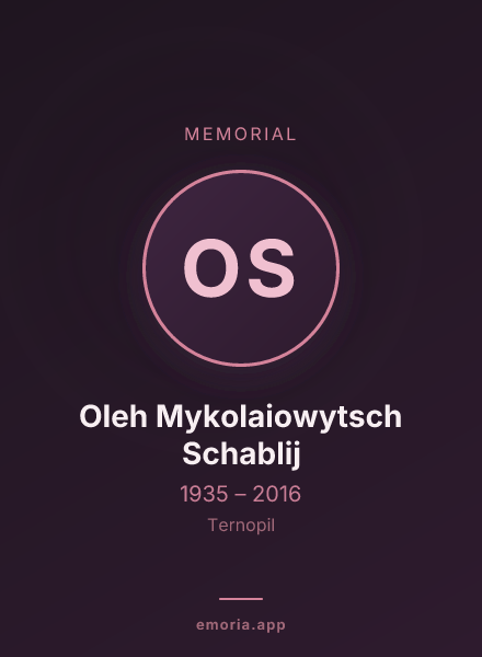 Memorial portrait of Oleh Mykolaiowytsch Schablij