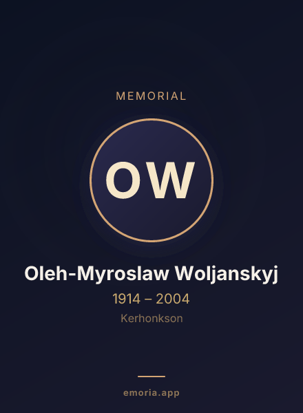 Memorial portrait of Oleh-Myroslaw Woljanskyj