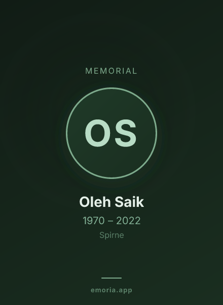 Memorial portrait of Oleh Saik