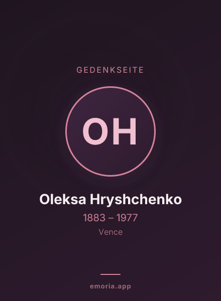 Gedenkportrait von Oleksa Hryshchenko
