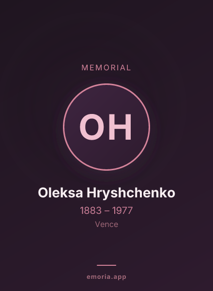 Memorial portrait of Oleksa Hryshchenko