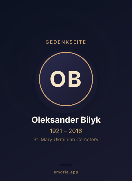 Gedenkportrait von Oleksander Bilyk