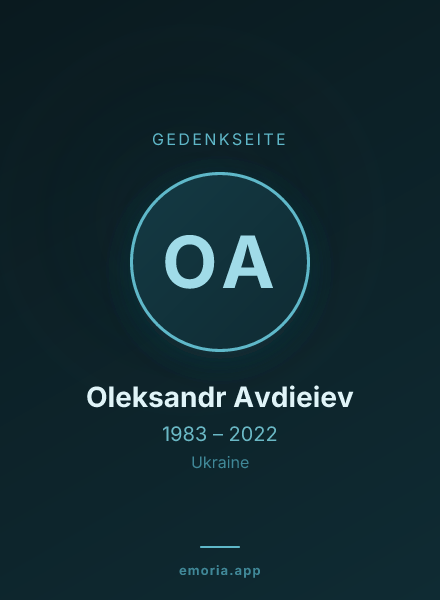 Gedenkportrait von Oleksandr Avdieiev