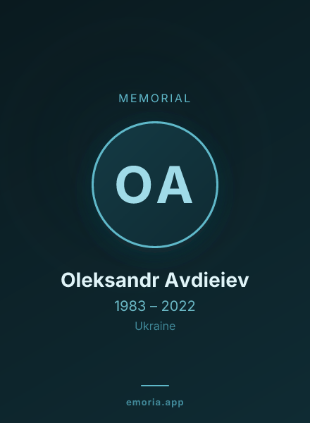 Memorial portrait of Oleksandr Avdieiev