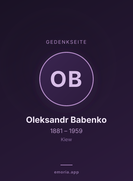 Gedenkportrait von Oleksandr Babenko