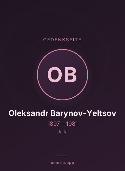 Gedenkportrait von Oleksandr Barynov-Yeltsov