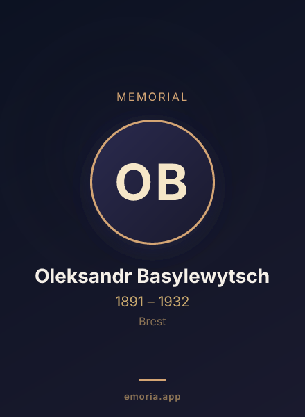 Memorial portrait of Oleksandr Basylewytsch
