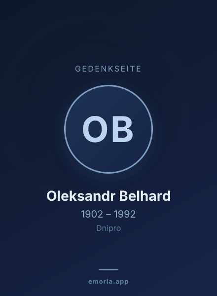Gedenkportrait von Oleksandr Belhard