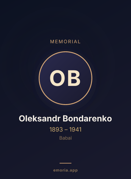 Memorial portrait of Oleksandr Bondarenko