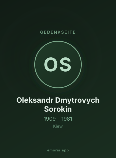 Gedenkportrait von Oleksandr Dmytrovych Sorokin