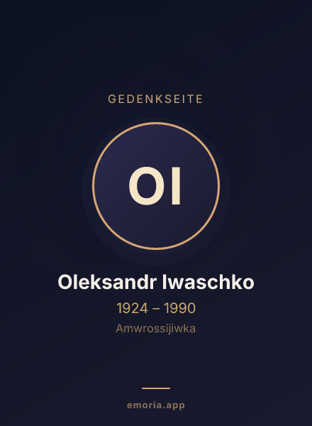 Gedenkportrait von Oleksandr Iwaschko