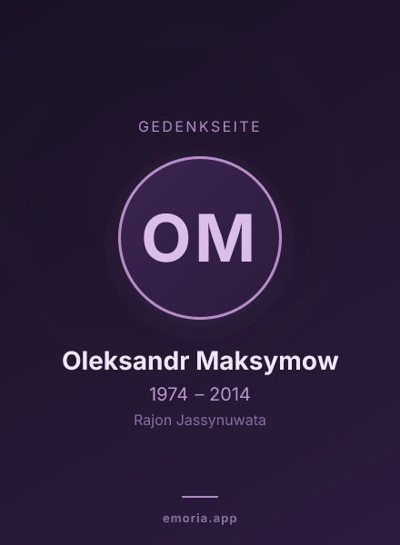 Gedenkportrait von Oleksandr Maksymow