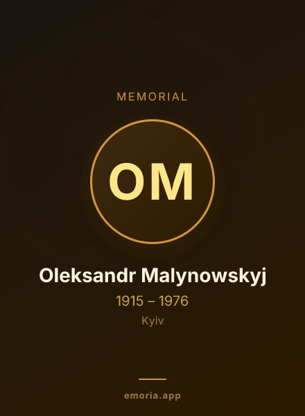 Memorial portrait of Oleksandr Malynowskyj