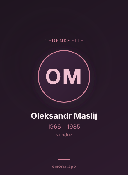 Gedenkportrait von Oleksandr Maslij